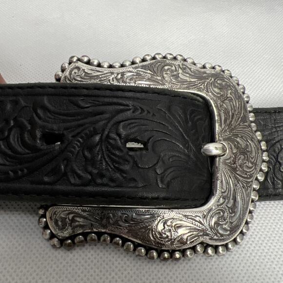 Tony Lama Layla Floral Full Grain Leather Black Belt Size 42 Made in USA C50733 main image 6